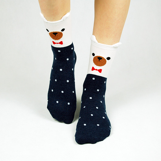 Skarpetki w kropki z misiem -Elegancki Pan MIŚ CandySox