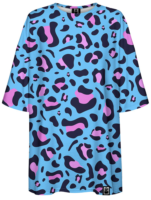 t-shirt damskie DR.CROW T-shirt Damski Oversize Panterka Blue