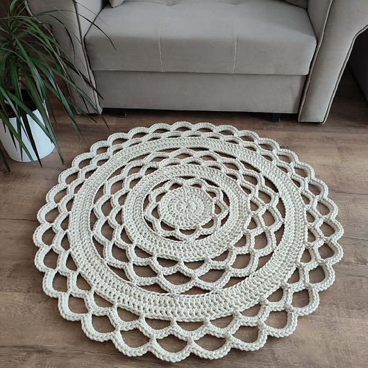 dywany Dywan okrągły ze sznurka bawełnianego szydełkowy 90cm
