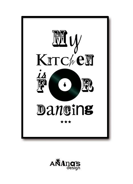 DANCING KITCHEN  - plakat typograficzny (basic) Ananas Project