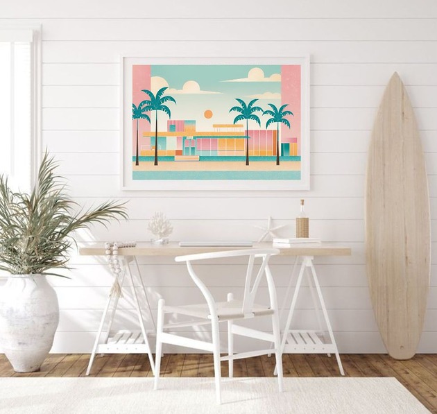 grafiki i ilustracje PLAKAT dekoracyjny pastelowy, mid century modern
