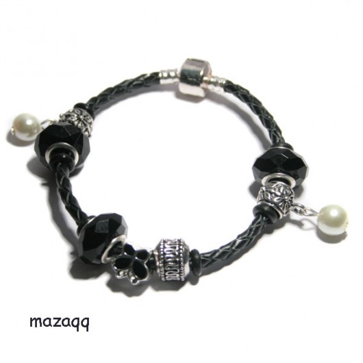 Bransoletka mini czarna z perłami - 19 cm mazaqq