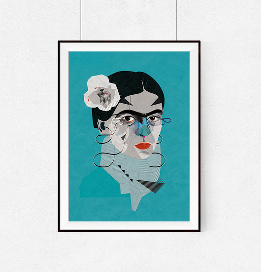Frida Blue  A2 art Giclee print Żaneta Antosik PRINTS