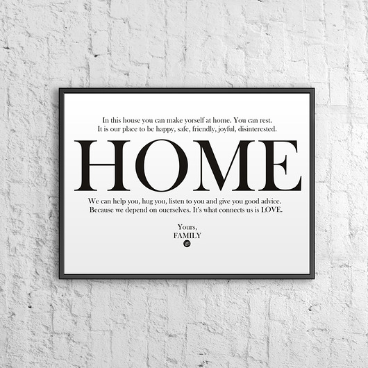 Plakat dekoracyjny Home biały 50x70cm Home Design