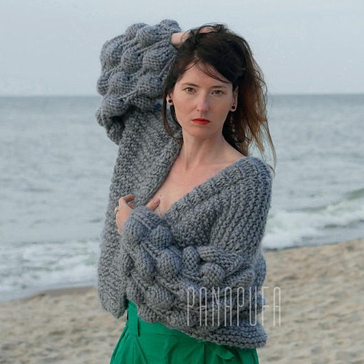 kardigany damskie Cardigan damski, sweter wełniany  na drutach