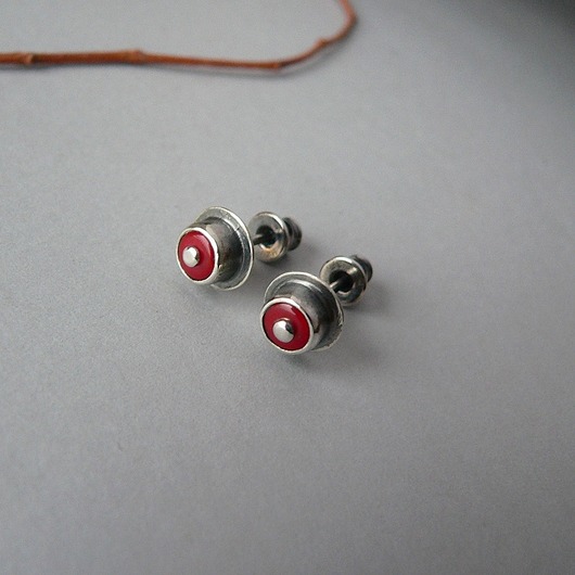 kolczyki srebrne -koralowe maleństwa-