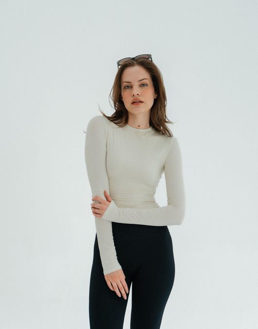 bluzki z długim rękawem damskie Longsleeve do jogi damski VOGUE - creamy white