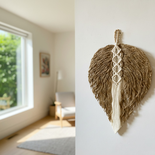 makramy Liść makrama juta XL