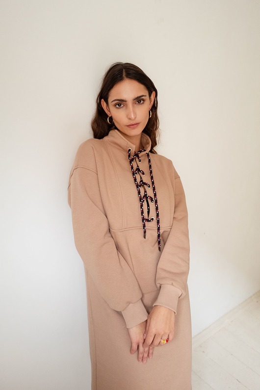 sukienki mini damskie COLLAR sukienka warm taupe