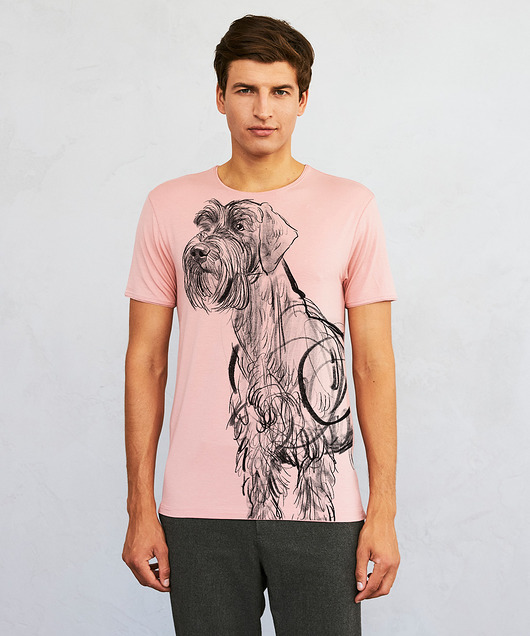 t-shirty męskie Giant Schnauzer Dog Men's T-shirt light pink