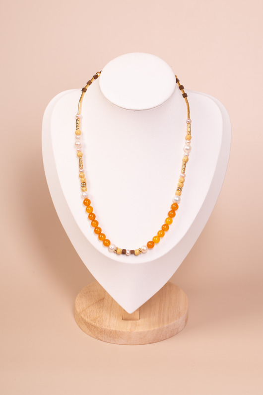 naszyjniki - inne Naszyjnik bursztyn bałtycki i perły