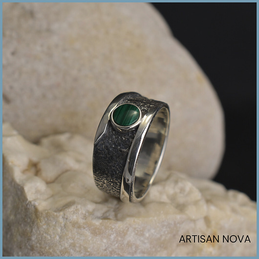pierścionki srebrne Pierścionek emerald malachite
