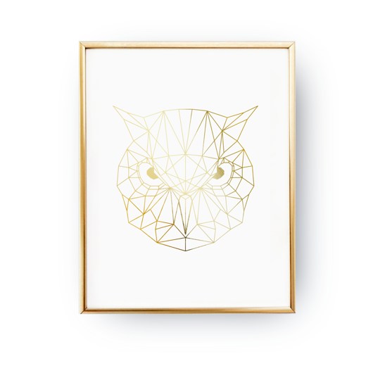 Plakat Geometryczna sowa, Złota folia ZlotePlakaty