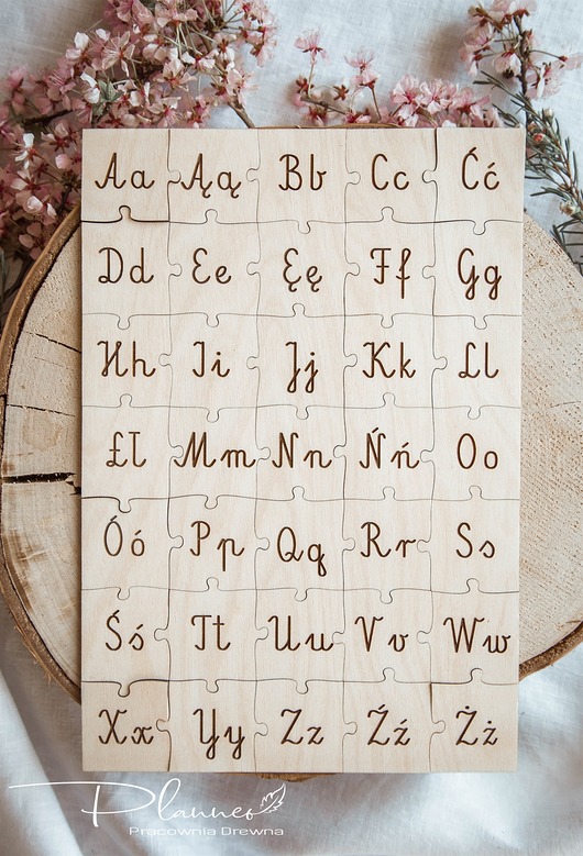 gry edukacyjne dla dzieci Drewniane Puzzle Alfabet