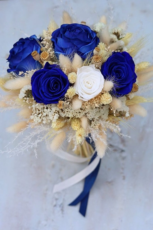 dodatki ślubne Niebieski Bukiet Ślubny, bukiet dla Panny Młodej