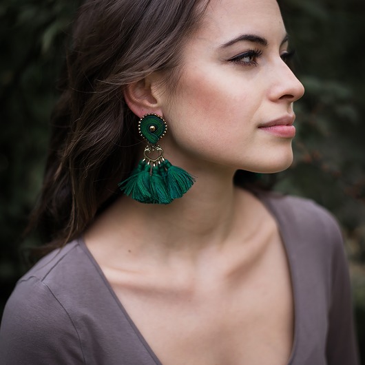 Boho Love -kolczyki soutache z chwostami Mró Soutache
