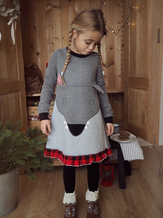 sukienki dla dziewczynki Sukienka bluza dresowa Wilk
