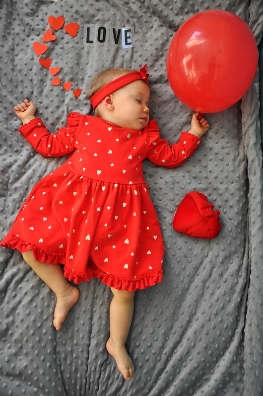 Sukienka MY HEARTS red + opaska To Moje ubranka dzieciece