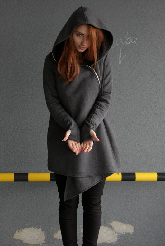 bluza z kapturem damska Bluza damska asymetryczna wygodna miękka i bawełniana