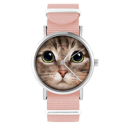 zegarki damskie Zegarek - Kot tygrysek - brzoskwiniowy róż