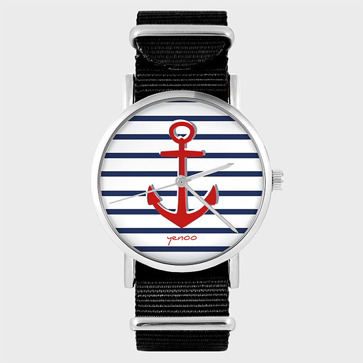 zegarki unisex Zegarek - Kotwica - czarny, nylonowy