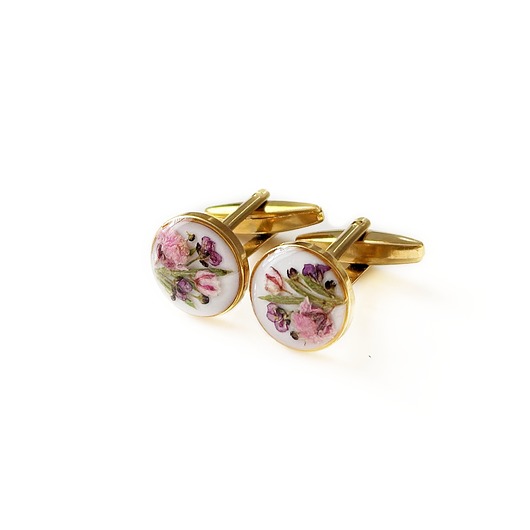 spinki do mankietów Spinki do mankietów z kwiatami