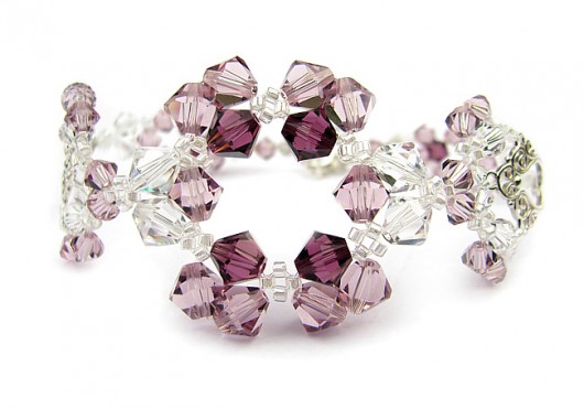 Bransoletka Abrilw ametystach-kryształ Swarovski Marisella