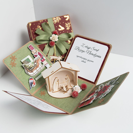 kartki świąteczne Świąteczne pudełeczko na prezent box na pieniądze