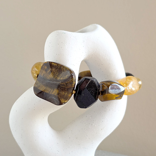 bransoletki z kamieni naturalnych Tygrysie oko, cytryn, czarny turmalin i hematyt bransoletka