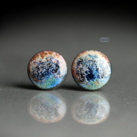 kolczyki ceramiczne Kosmiczne 14mm/stal chirurgiczna/