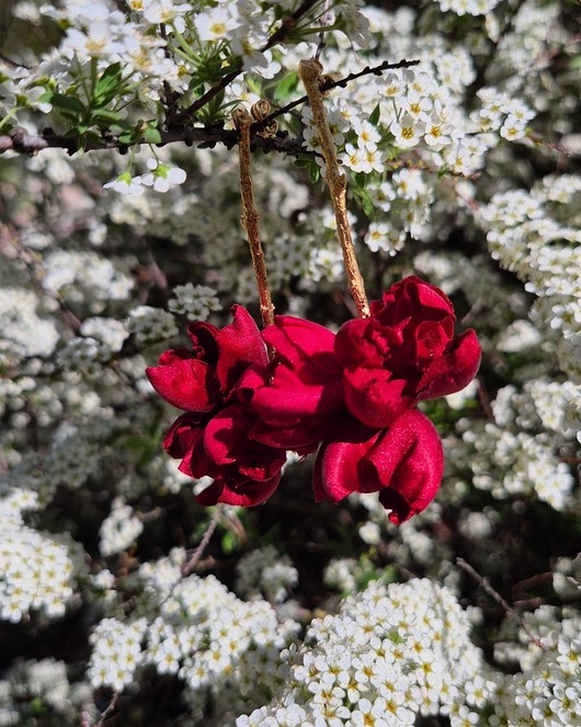 kolczyki pozłacane Flowers kolczyki pozłacane z jedwabiem *Hiszpańskie lato*