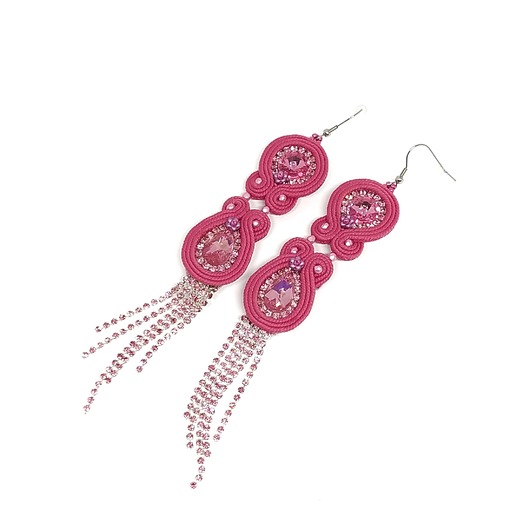 kolczyki soutache Różowe kolczyki sutasz - kolekcja Glamour