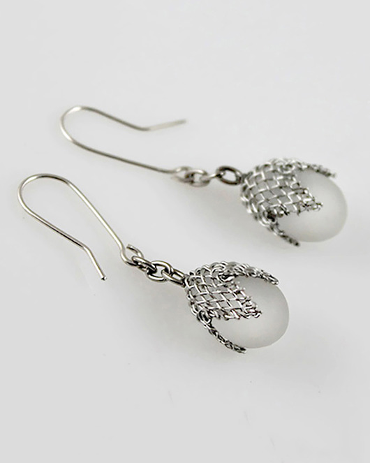 kolczyki wire wrapping Matowe w siateczce - kolczyki (lub klipsy)
