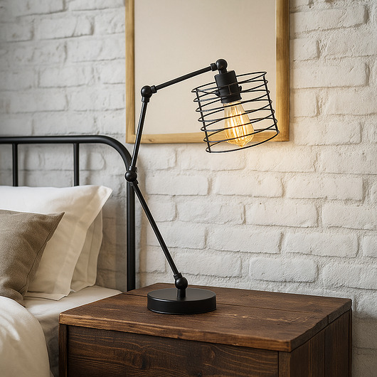 lampy stołowe Regulowana lampa biurkowa z drucianym kloszem SASSARI LOFT