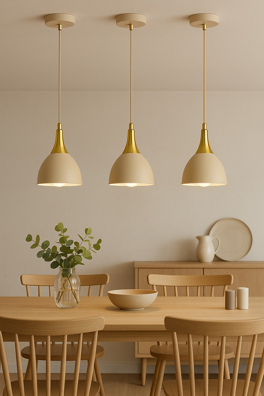 lampy wiszące Lampa Wisząca Beżowo Złota do salonu jadalni Metalowa LED