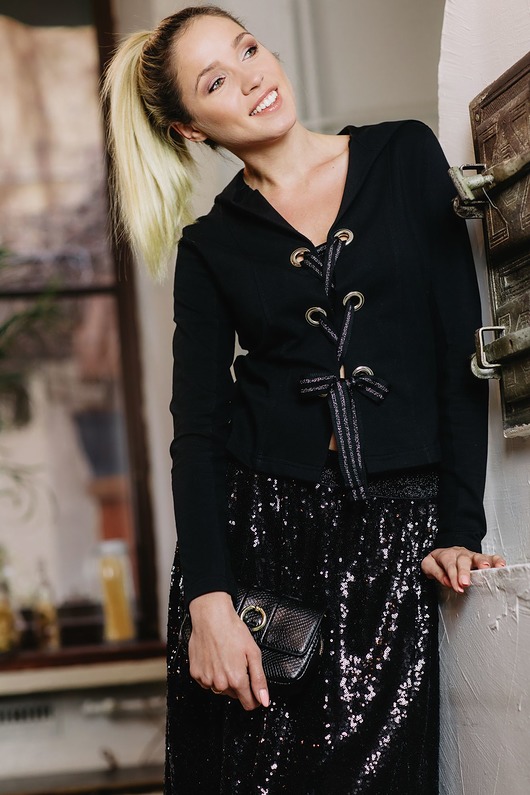 marynarki damskie Żakiet dzianinowy wiązany z przodu