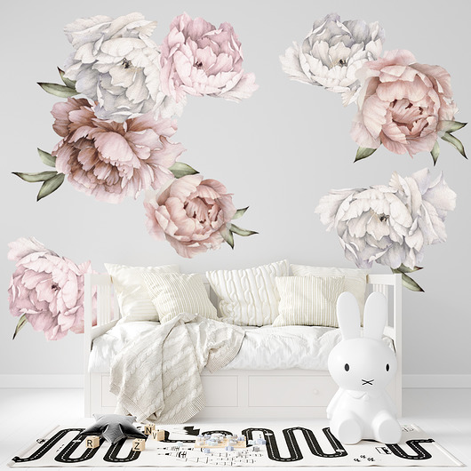 naklejki ścienne do pokoju dziecka Naklejki ścienne Peonie