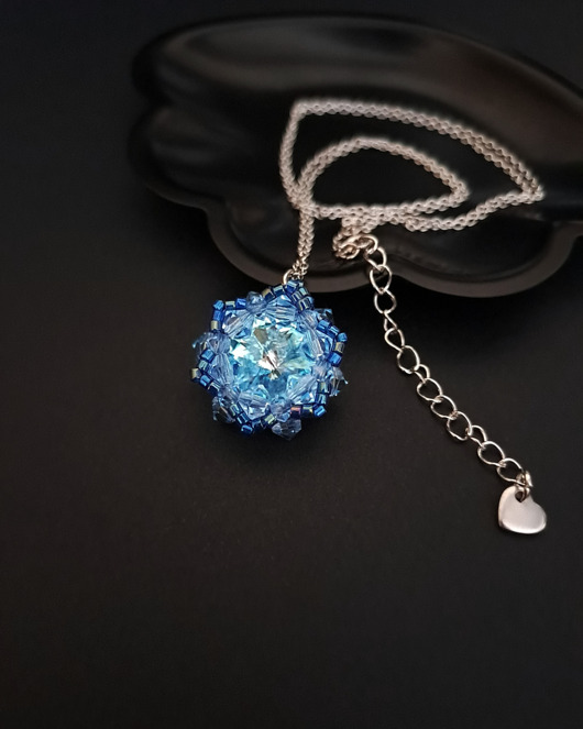 naszyjniki - inne Niebieski Naszyjnik "Aqua Bohemica Maxima" z kryształami Preciosa