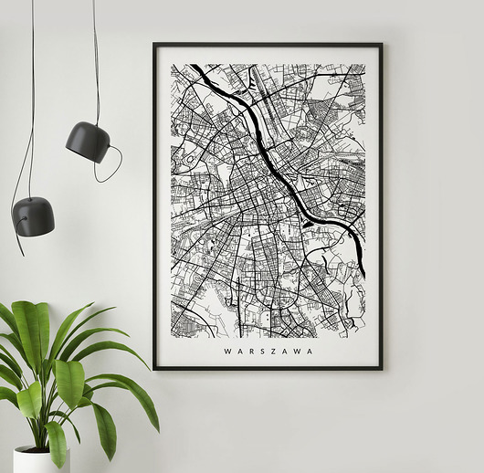 Plakat EKSPRES - Warszawa - mapa miasta PLAKATY GEOMETRYCZNE