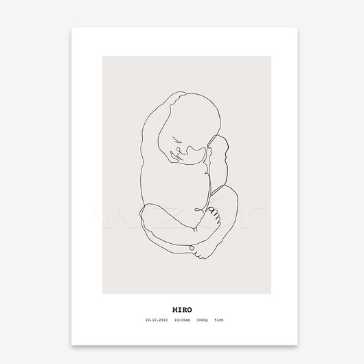 Plakat personalizowany Miro szary Mango Picture