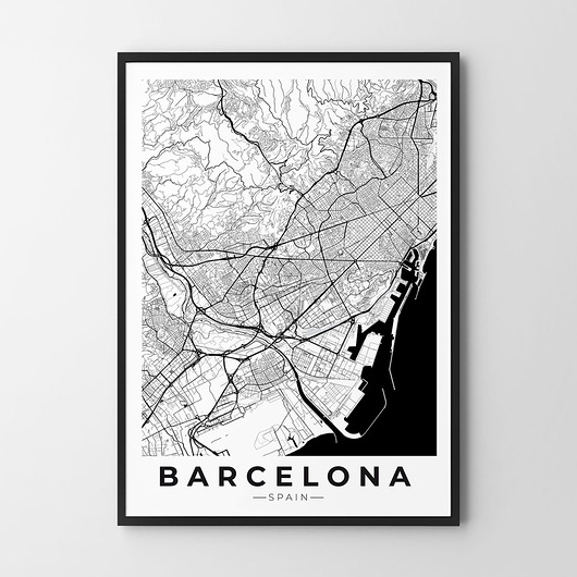 plakaty Plakat Barcelona - mapa