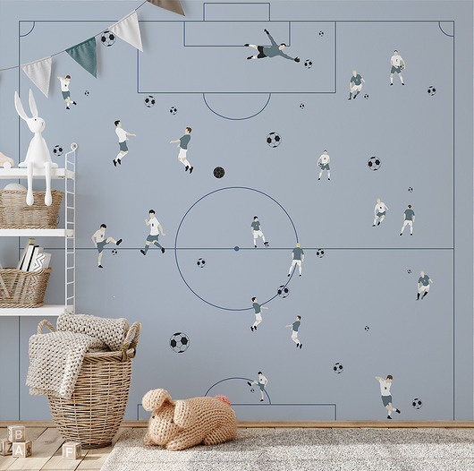 naklejki ścienne do pokoju dziecka Tapeta dla dzieci Piłka Nożna (Blue Football)