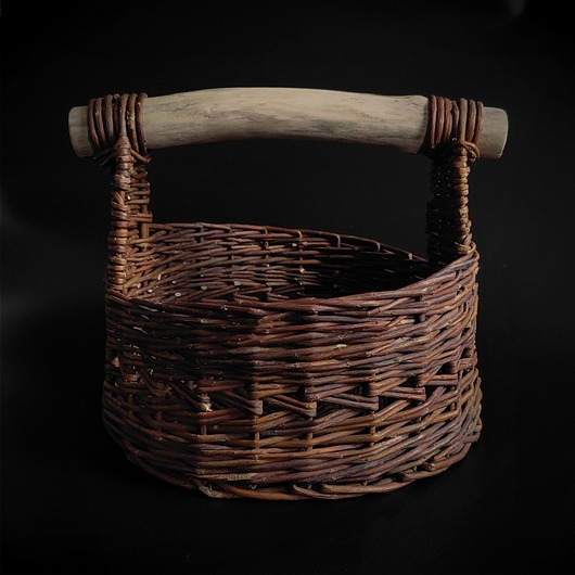 kosze do przechowywania Wiklinowy koszyk z drewnianym uchwytem