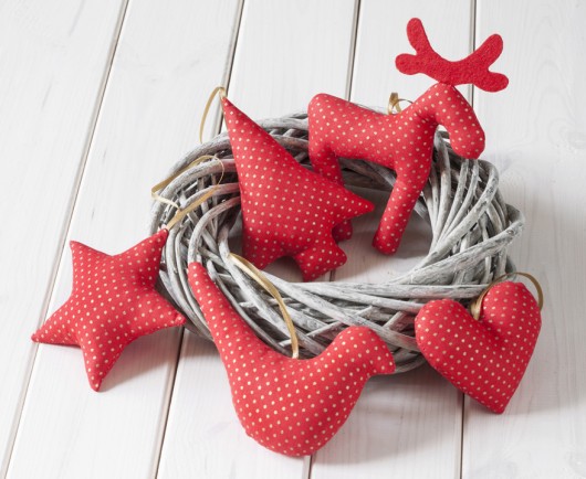 ozdoby choinkowe OZDOBY ŚWIĄTECZNE CZERWONE W ZŁOTE KROPKI,5 szt