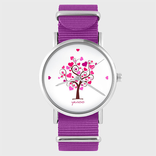 zegarki damskie Zegarek - Drzewko miłości - amarant, nato
