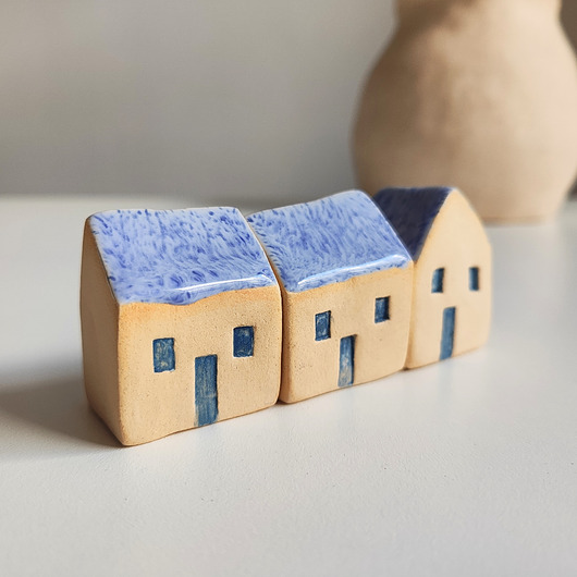figurki i rzeźby Ceramiczne domki, zestaw 3szt.