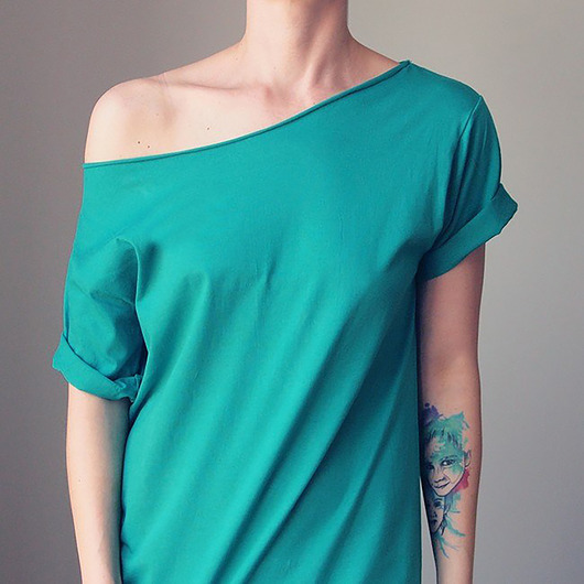 t-shirt damskie Szafirowy Oversize Bez nadruku