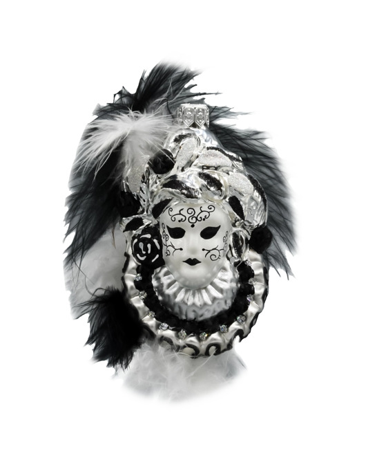 ozdoby choinkowe Bombka choinkowa: Maska karnawałowa z piórami: czarna