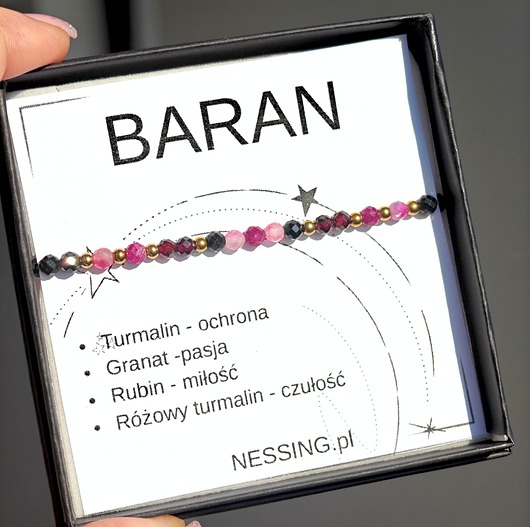 bransoletki z kamieni naturalnych Baran bransoletka zodiakalna na gumce