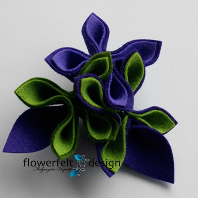 Zielenie i Fiolety-Biżuteria Autorska FlowerFelt Design